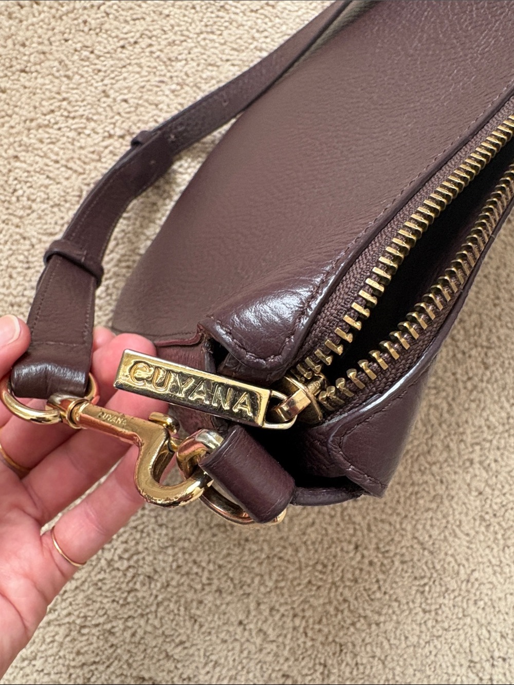 Vintage Cuyana Pebbled Leather Hobo Shoulder Bag in Burgundy - Picture 6 of 6